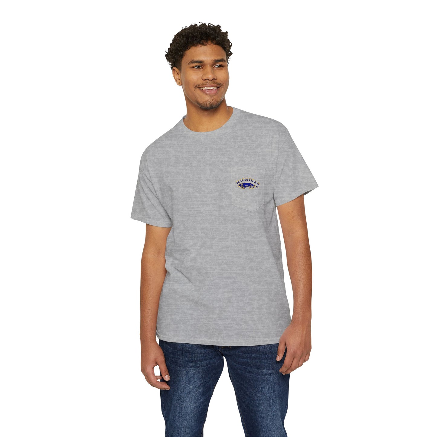 Michigan Pocket Tee – Blue Gridiron Grit Edition