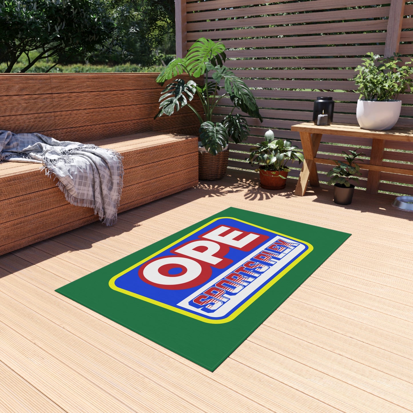 Ope Sports Plex Seal Outdoor Rug for Patio, Garden, Sports Events, Camping, Picnic Decor, Durable Floor Mat