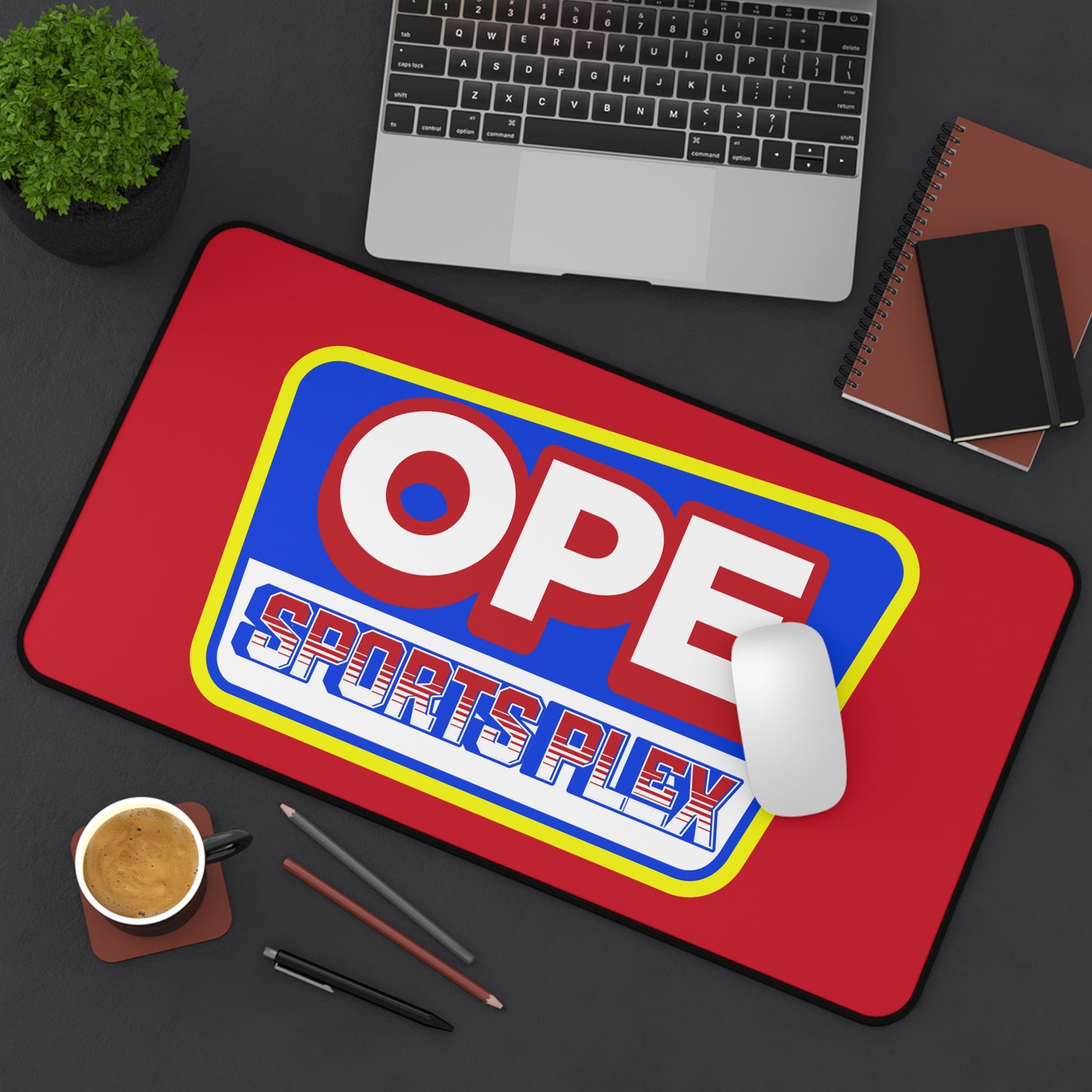 OPE Sports Seal Desk Mat for Home Office, Gamer Pad, Sports Themed Workspace Accessory, Fun Office Gift, OPE Sportsplex Design