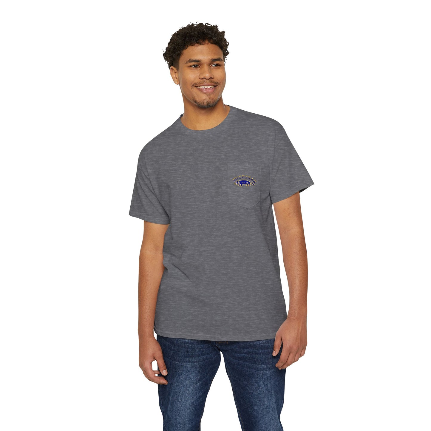 Michigan Pocket Tee – Blue Gridiron Grit Edition
