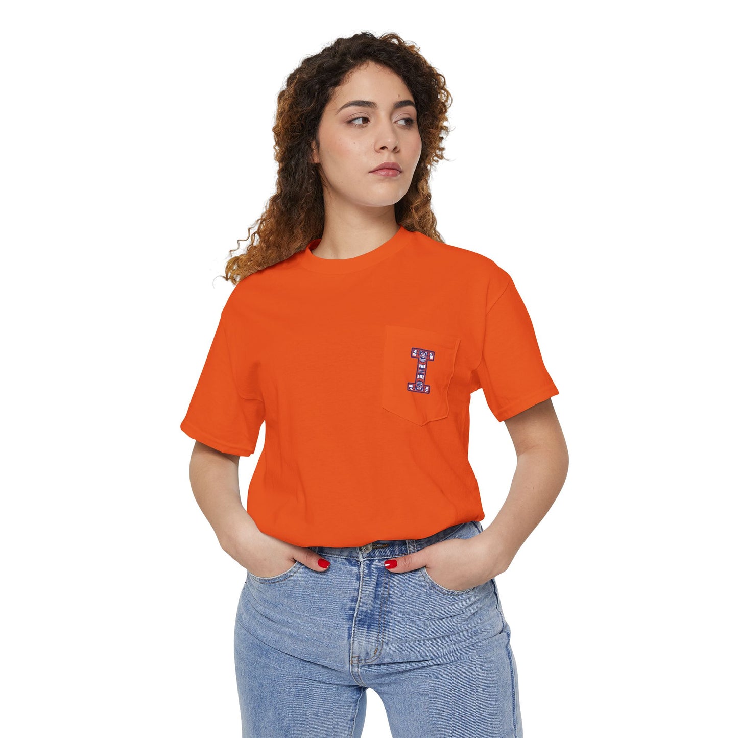 Illinois Unisex Heavy Cotton Pocket Tee - Casual Comfort, Everyday Wear, Gift for Friends, Relaxed Fit, Perfect for Any Occasion