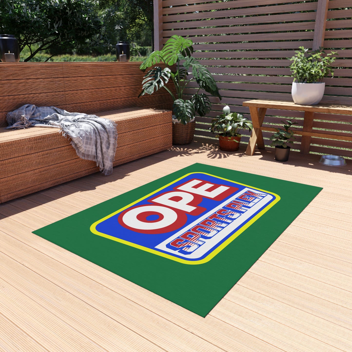 Ope Sports Plex Seal Outdoor Rug for Patio, Garden, Sports Events, Camping, Picnic Decor, Durable Floor Mat