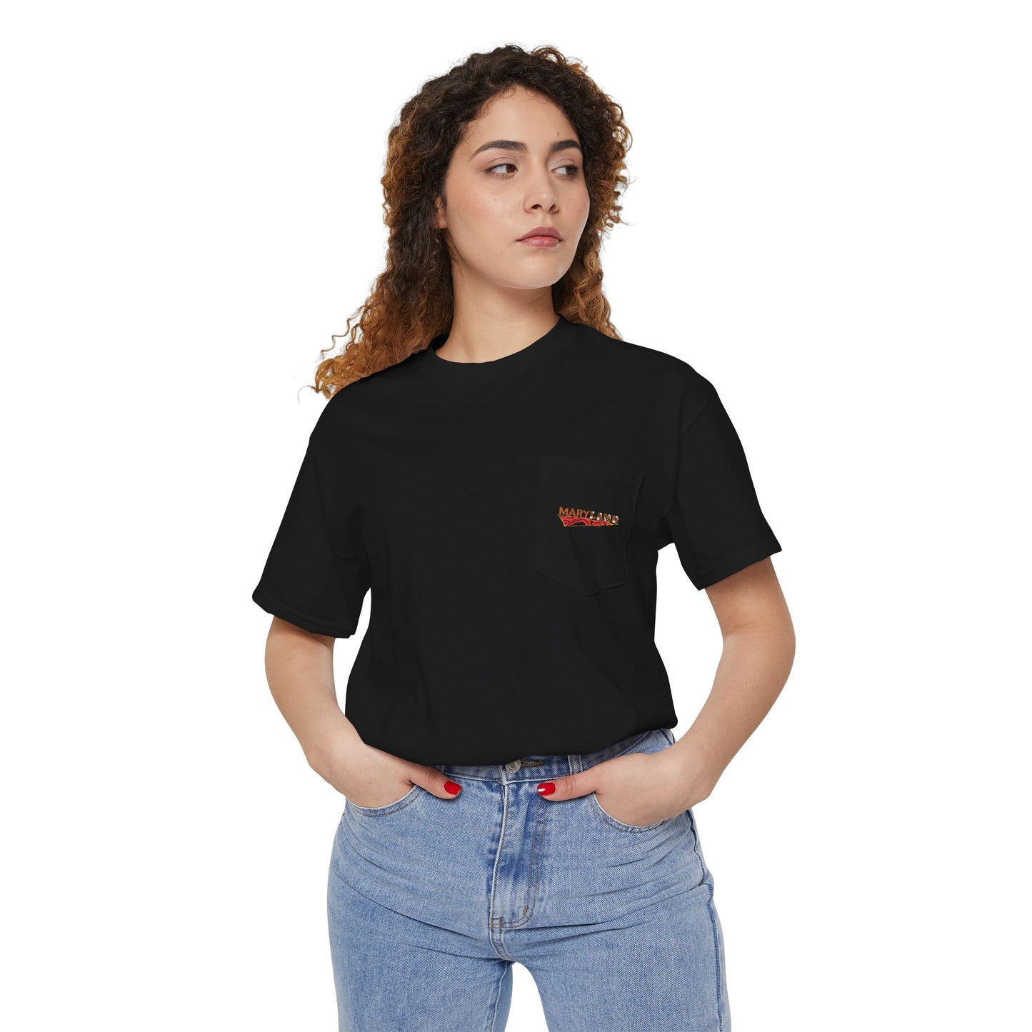 Maryland Unisex Heavy Cotton Pocket Tee - Casual Comfort, Everyday Wear, Gift for Friends, Relaxed Fit, Perfect for Any Occasion