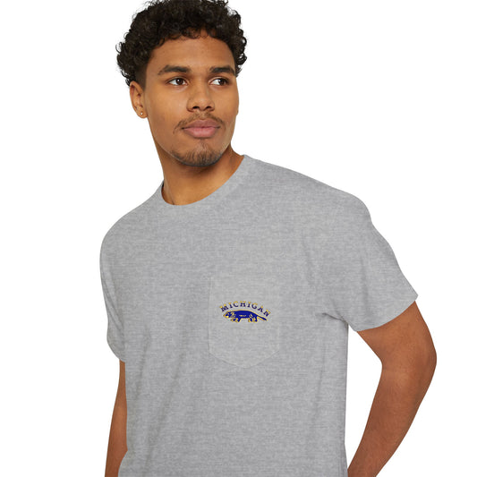 Michigan Pocket Tee – Blue Gridiron Grit Edition